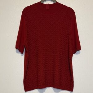 Koret Red Short Sleeve Mock Neck Knit Top